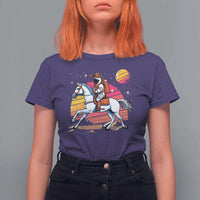 Astronaut Cowboy T Shirt For Women Spaceman Planets Space Galaxy Western Style - Wonder Print Shop