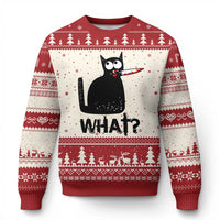 Funny Black Cat Ugly Christmas Sweater What Kitten Murderous - Wonder Print Shop