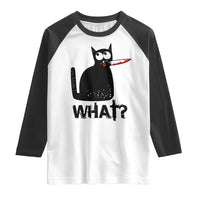Funny Black Cat Raglan Shirt What Kitten Murderous - Wonder Print Shop