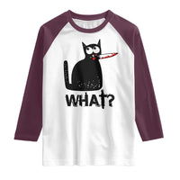 Funny Black Cat Raglan Shirt What Kitten Murderous - Wonder Print Shop