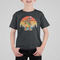 Funny Bigfoot T Shirt For Kid Carrying Hot Dog 4th Of July - Wonder Print Shop