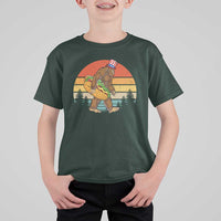 Funny Bigfoot T Shirt For Kid Carrying Hot Dog 4th Of July - Wonder Print Shop
