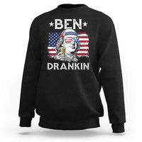 Funny 4th Of July Drinking Sweatshirt Ben Drankin Beer Mug American Flag - Wonder Print Shop