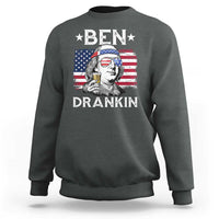 Funny 4th Of July Drinking Sweatshirt Ben Drankin Beer Mug American Flag - Wonder Print Shop