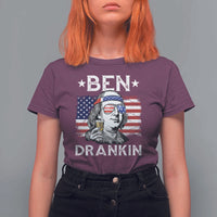 Funny 4th Of July Drinking T Shirt For Women Ben Drankin Beer Mug American Flag - Wonder Print Shop
