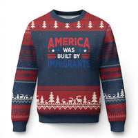 Funny America Was Built By Immigrants Ugly Christmas Sweater Stars Stripes - Wonder Print Shop