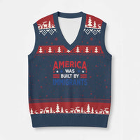 Funny America Was Built By Immigrants V-Neck Knit Sweater Vest Stars Stripes - Wonder Print Shop
