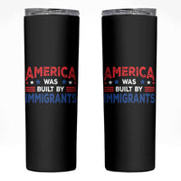 Funny America Was Built By Immigrants Skinny Tumbler Stars Stripes - Wonder Print Shop
