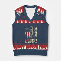 Funny We The People Serve No King In American V-Neck Knit Sweater Vest Vintage Betsy Ross Flag - Wonder Print Shop