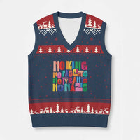 Funny No King No Fascists No Tyrants No Nazis V-Neck Knit Sweater Vest Colorful Geometric - Wonder Print Shop