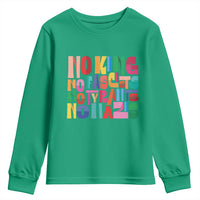 Funny No King No Fascists No Tyrants No Nazis Youth Sweatshirt Colorful Geometric - Wonder Print Shop