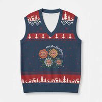 Funny No King No Fascists No Tyrants No Nazis V-Neck Knit Sweater Vest We Are Not Okay Vintage Flower - Wonder Print Shop