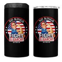 No Kings Fight Oligarchy 4 in 1 Can Cooler Tumbler Woman's Girl Vintage America Flag - Wonder Print Shop