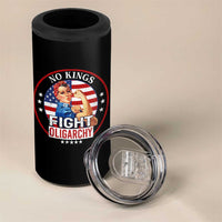 No Kings Fight Oligarchy 4 in 1 Can Cooler Tumbler Woman's Girl Vintage America Flag - Wonder Print Shop