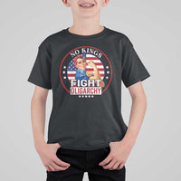 No Kings Fight Oligarchy T Shirt For Kid Woman's Girl Vintage America Flag - Wonder Print Shop
