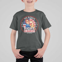 No Kings Fight Oligarchy T Shirt For Kid Woman's Girl Vintage America Flag - Wonder Print Shop