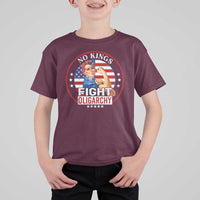No Kings Fight Oligarchy T Shirt For Kid Woman's Girl Vintage America Flag - Wonder Print Shop