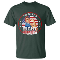 No Kings Fight Oligarchy T Shirt Woman's Girl Vintage America Flag - Wonder Print Shop