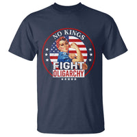 No Kings Fight Oligarchy T Shirt Woman's Girl Vintage America Flag - Wonder Print Shop