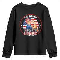 No Kings Fight Oligarchy Youth Sweatshirt Woman's Girl Vintage America Flag - Wonder Print Shop