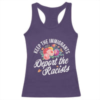 Funny Keep The Immigrants Deport The Racists Racerback Tank Top Floral Butterfly - Wonder Print Shop