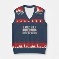 Keep The Immigrants Deport The Racists V-Neck Knit Sweater Vest Vintage Star - Wonder Print Shop