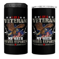 I Am A Veteran My Oath Never Expires 4 in 1 Can Cooler Tumbler Veteran Day Eagle American Flag - Wonder Print Shop