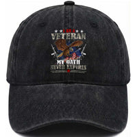 I Am A Veteran My Oath Never Expires Washed Cotton Baseball Cap Veteran Day Eagle American Flag