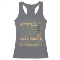 I Am A Veteran And A Cancer Survivor Don't Underestimate Me Racerback Tank Top Vintage Camo American Flag - Wonder Print Shop