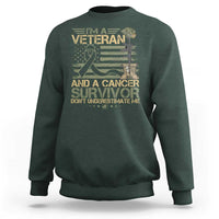 I Am A Veteran And A Cancer Survivor Don't Underestimate Me Sweatshirt Vintage Camo American Flag - Wonder Print Shop