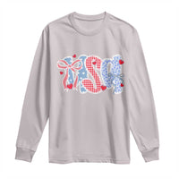 Funny USA Patriotic 4th of July Coquette Bow Long Sleeve Shirt - Wonder Print Shop