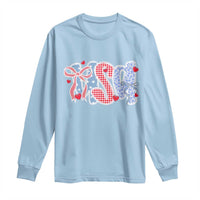 Funny USA Patriotic 4th of July Coquette Bow Long Sleeve Shirt - Wonder Print Shop