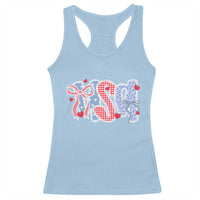 Funny USA Patriotic 4th of July Coquette Bow Racerback Tank Top - Wonder Print Shop