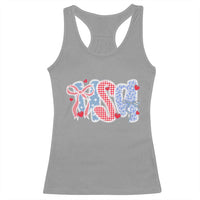 Funny USA Patriotic 4th of July Coquette Bow Racerback Tank Top - Wonder Print Shop