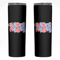 Funny USA Patriotic 4th of July Coquette Bow Skinny Tumbler - Wonder Print Shop