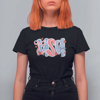 Funny USA Patriotic 4th of July Coquette Bow T Shirt For Women - Wonder Print Shop