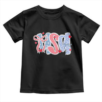 Funny USA Patriotic 4th of July Coquette Bow Toddler T Shirt - Wonder Print Shop