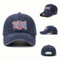 Funny USA Patriotic 4th of July Coquette Bow Washed Cotton Baseball Cap TS11