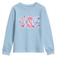 Funny USA Patriotic 4th of July Coquette Bow Youth Sweatshirt - Wonder Print Shop