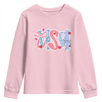 Funny USA Patriotic 4th of July Coquette Bow Youth Sweatshirt - Wonder Print Shop