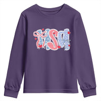 Funny USA Patriotic 4th of July Coquette Bow Youth Sweatshirt - Wonder Print Shop