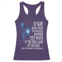 O Say Does That Star Spangled Banner Racerback Tank Top Patriotic American National Anthem Statue of Liberty - Wonder Print Shop
