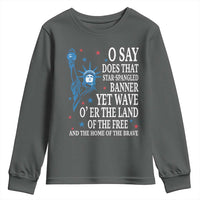 O Say Does That Star Spangled Banner Youth Sweatshirt Patriotic American National Anthem Statue of Liberty - Wonder Print Shop