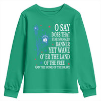O Say Does That Star Spangled Banner Youth Sweatshirt Patriotic American National Anthem Statue of Liberty - Wonder Print Shop