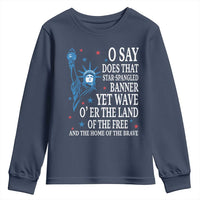 O Say Does That Star Spangled Banner Youth Sweatshirt Patriotic American National Anthem Statue of Liberty - Wonder Print Shop