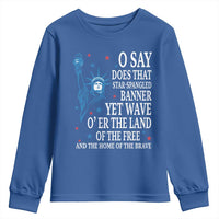 O Say Does That Star Spangled Banner Youth Sweatshirt Patriotic American National Anthem Statue of Liberty - Wonder Print Shop