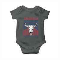 Funny 4th Of July Western Baby Onesie America EST 1776 Long Horn Skull - Wonder Print Shop