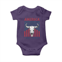 Funny 4th Of July Western Baby Onesie America EST 1776 Long Horn Skull - Wonder Print Shop