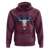 Funny 4th Of July Western Hoodie America EST 1776 Long Horn Skull - Wonder Print Shop