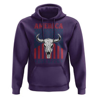 Funny 4th Of July Western Hoodie America EST 1776 Long Horn Skull - Wonder Print Shop